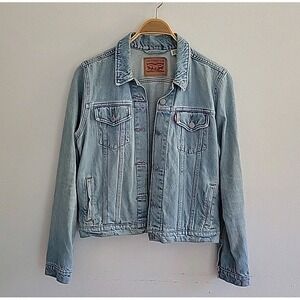 Levis Denim Trucker Jacket Light Wash Cotton Casual Grunge Streetwear